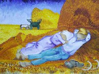 La siesta - Soggetto originale di Vincent Van Gogh  Olio su Tela - 50 x 70 (soggetto originale di Vincent Van Gogh)